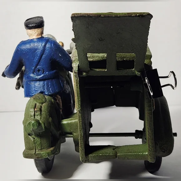 Vintage Cast Iron U.S Parcel Post Motorcycle With Detachable Rider Mail Man - Picture 5 of 10